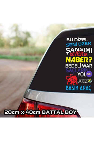 Automod basık araçbu dizel şans sticker oto araba cam yazısı laptop motosikle...