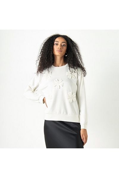 2Xtremz Flower Applique Oversized Sweatshirt with Long Sleeves