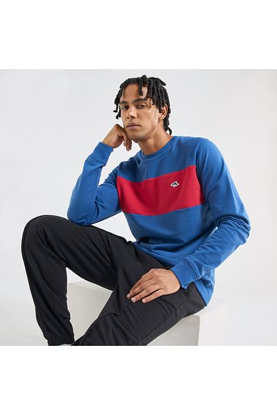 FAV Panelled Sweatshirt with Long Sleeves and Crew Neck