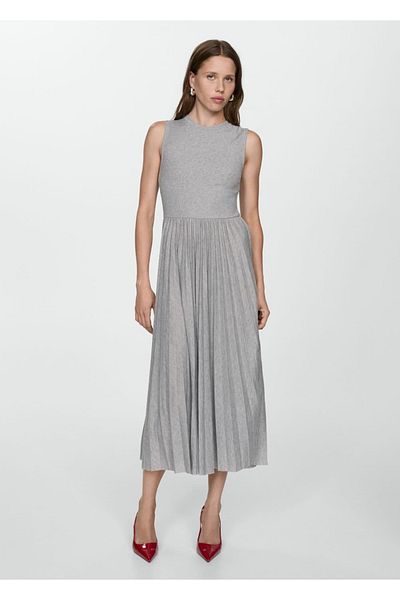 MANGO Woman Pleated long dress