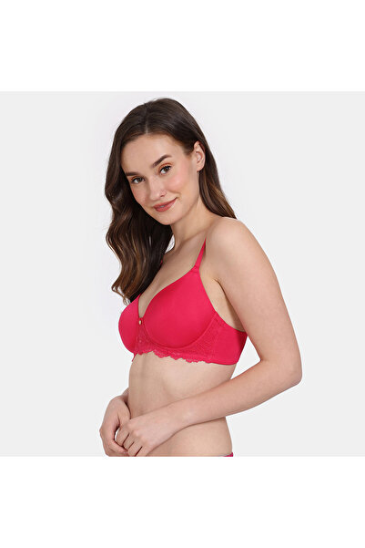 Zivame Solid Padded Non-Wired Bra with Hook and Eye Closure