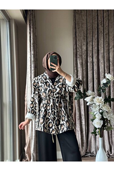 MISEY BOUTIQUE TASARIM LEOPAR KAŞE CEKET
