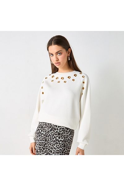 2Xtremz Eyelet Detail Sweatshirt with Long Sleeves