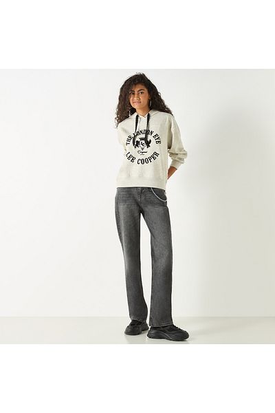 Lee Cooper Printed Hooded Sweatshirt with Long Sleeves