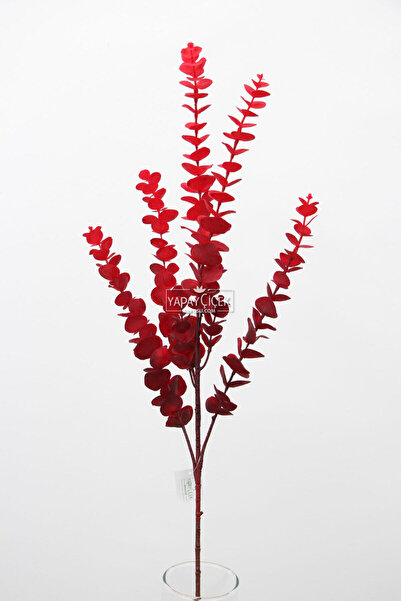 Yapay Çiçek Deposu Yapay Retro Pastel Okaliptus Dalı 88 cm Bordo
