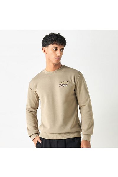 Lee Cooper Embroidered Sweatshirt with Long Sleeves and Crew Neck