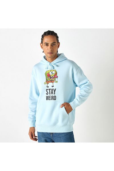 SP Characters Spongebob Print Hoodie With Kangaroo Pocket