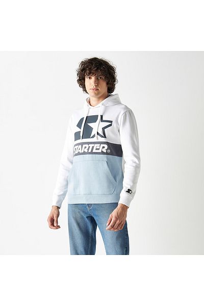 Starter Logo Print Hoodie with Long Sleeves and Kangaroo Pocket
