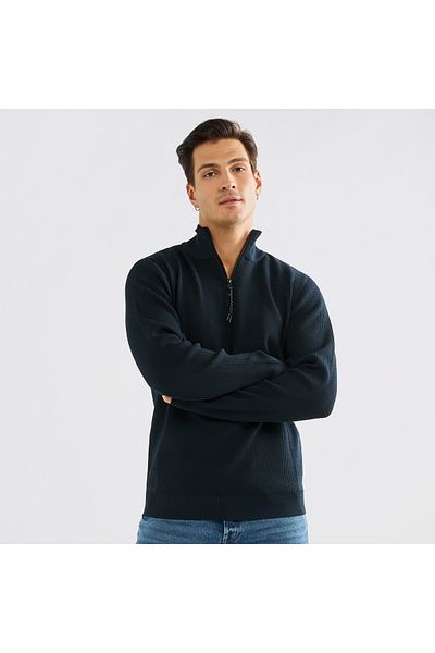 FAV Textured Sweatshirt with High Neck and Long Sleeves