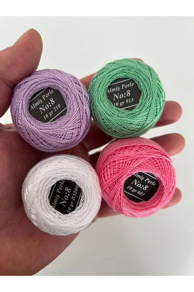 ALMİŞ Alış Perle Etamin-Cross Stitch 10-Piece Thread Set (10 Gr-No:8)