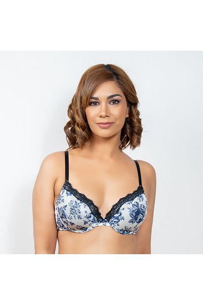Aadaraya Lace Detail A-frame Bra with Hook and Eye Closure