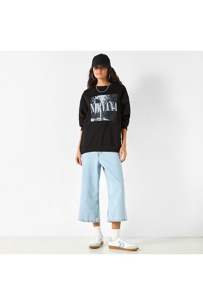 SP Characters Nirvana Graphic Print Sweatshirt with Long Sleeves