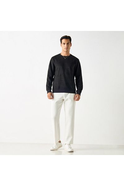 Iconic Solid Sweatshirt with Round Neck and Long Sleeves