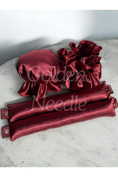 Golden Needle مجموعة من قطعتين من أدوات تجعيد الشعر ذات اللون الأحمر الداكن بدون حرارة
