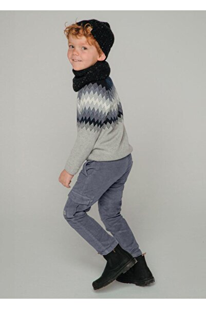 MAYORAL 04-09 Years Boy Gray Color Cargo Pocket Velvet Trousers