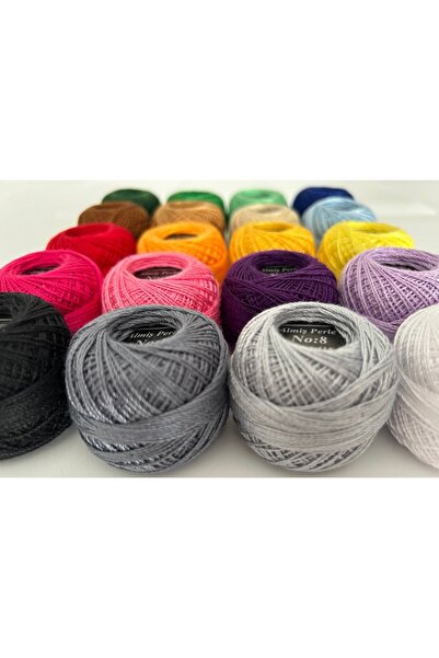 ALMİŞ Σετ κλωστών Almiş Perle Etamine-Cross Stitch 20 τεμαχίων (10 Gr-No:8)