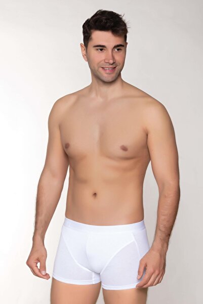 DOWRY Men's Modal Boxers - Logo, Elastic and Short White