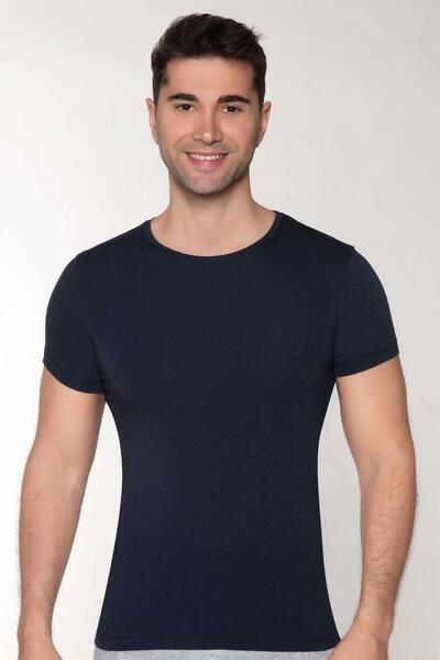 DOWRY Men's Modal O Neck Athlete T-Shirt Navy Blue