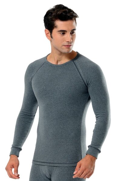 DOWRY Men's Thermal Long Sleeve Underwear Gray Outdoor T-1101 Boxed