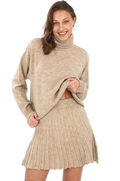 penyebizden Mink Knitwear Sweater and Skirt Set