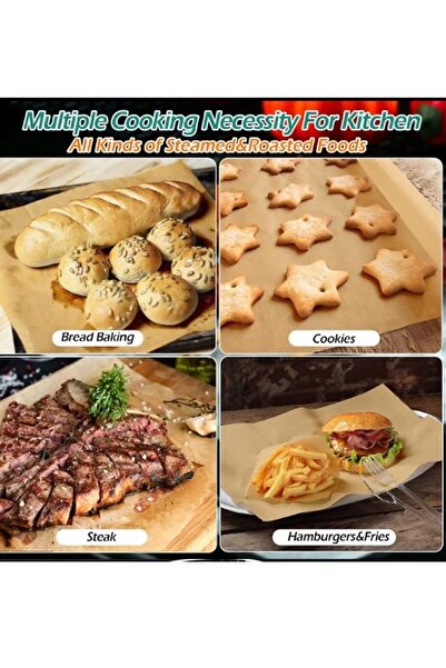 Kitchen Beauty 50 Adet Fırınlanabilir Kendinden Yağlı Pişirme Kağıdı Tek Kullanımlık Fırın Kağıdı Airfryer Kağıdı