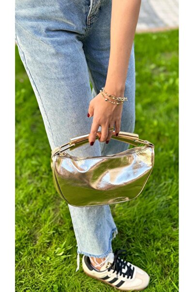 By EDUU Geantă de mână și de umăr ByEduu Gold Cross Strap cu mâner metalic