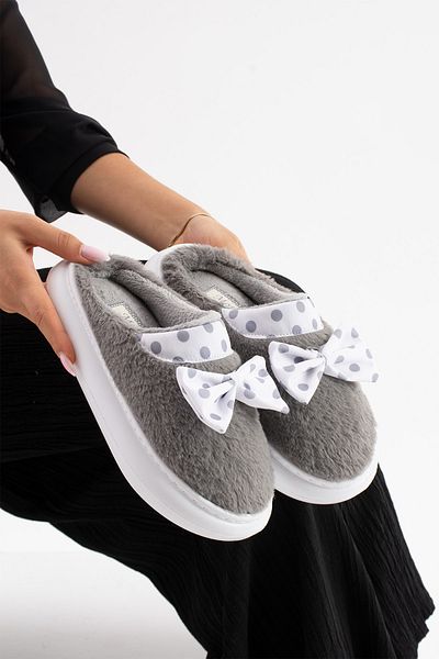 ALTUVATEKS Plush Women's Home Slippers - With Dowry and Bundle Detail, Noiseless Thick Sole