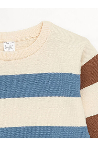 LC Waikiki Lw - Bisiklet Yaka Çizgili Erkek Bebek Triko Kazak