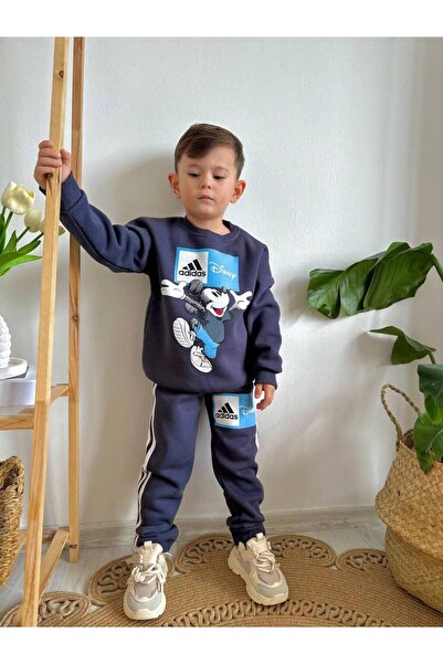 pırıltı kids Erkek Çocuk Slogan Mickey Mause Baskılı Eşofman Takımı
