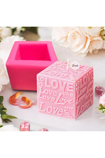 HOBİ YAP Küp Love taş tozu,mum,sabun, epoksi, şeker hamuru, çikolata silikon ...