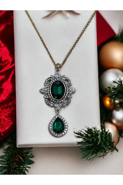 FAYRA ACCESSORIES Kristal Taşlı Su Damlası Sallantılı Kolye