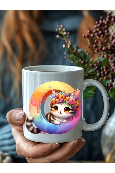 Evion Kedili Harf Şeklinde Kişiye Özel 3 Boyutlu Tasarım Seramik Kupa Mug - Hediyelik Kupa Bardak