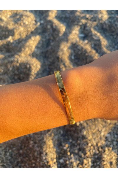 staınless steel Steel Italian Scrunch Chain Gold Bracelet
