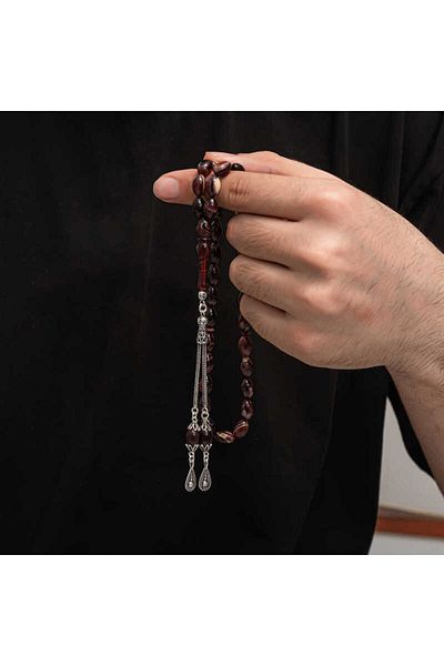 adede Squeezing Silver Tassel Amber Prayer Beads