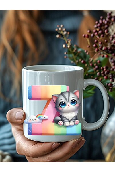 Evion Kedili Harf Şeklinde Kişiye Özel 3 Boyutlu Tasarım Seramik Kupa Mug - Hediyelik Kupa Bardak