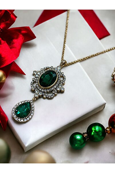 FAYRA ACCESSORIES Kristal Taşlı Su Damlası Sallantılı Kolye