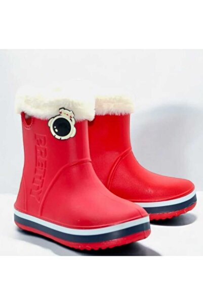 SONİMİX ÇİZME Su Geçirmez Bilekli Boğazı Tüylü Stickerlı Çocuk Yağmur Çizmesi...