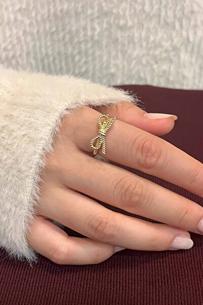TREND COLLECTİON Bow Model Adjustable Gold Women's Ring