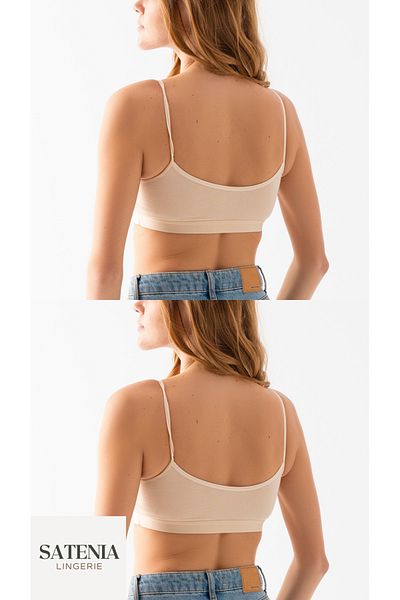 SATENIA LINGERIE Γυναικείο βαμβακερό σουτιέν με λουράκι 2 τεμαχίων με αφαιρούμενο μαξιλαράκι