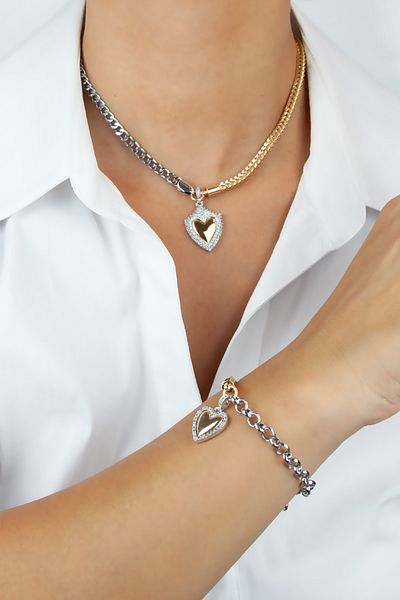 Pridza Kontras Color Heart Figured Necklace Bracelet Set