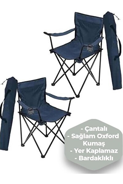 KS KampSeti 2 Adet KS KampSeti Çantalı Katlanır Kamp Sandalyesi Rejisör Katla...