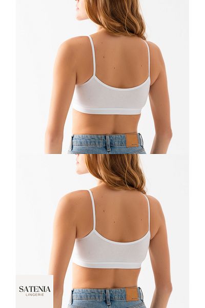 SATENIA LINGERIE Γυναικείο βαμβακερό σουτιέν με λουράκι 2 τεμαχίων με αφαιρούμενο μαξιλαράκι