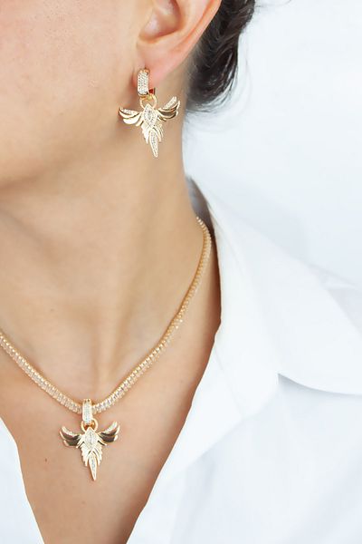 Pridza Zircon Stone Necklace Earring Set