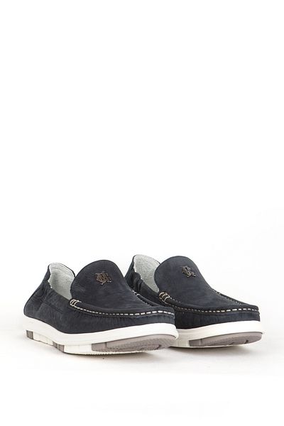 MARCOMEN Men's Comfort Casual Shoes - Airbag Sole, Genuine Leather, Navy Blue 19600