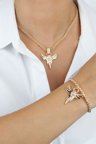 Pridza Phoenix Bird Figured Necklace Bracelet Set