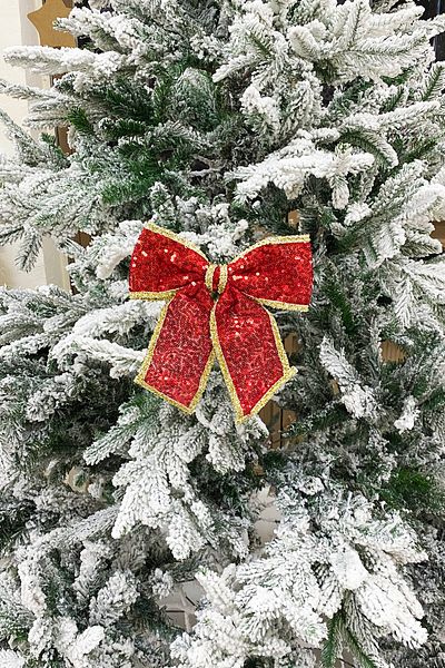 Yusuf Dirik YD Party Supplies Christmas Tree Ornament Gold Red Sequin Bow 22X20 cm