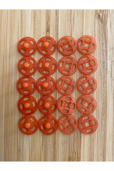 Kartopu Stand-Up Plastic Snap Fastener 1cm (10mm) Pack of 10 (10 Pairs). Color: Orange.
