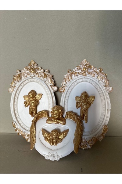 busraconcept Melek tablo 3 lü duvar masa tablosu 22 cm 3 lü set
