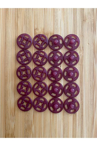 Kartopu Stand-Up Plastic Snap Fastener 1cm (10mm) Pack of 10 (10 Pairs). Color: Burgundy.
