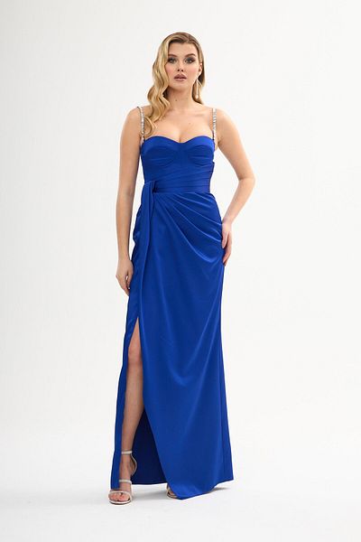 Carmen Rochie de seara din satin cu bretele Saks Stone